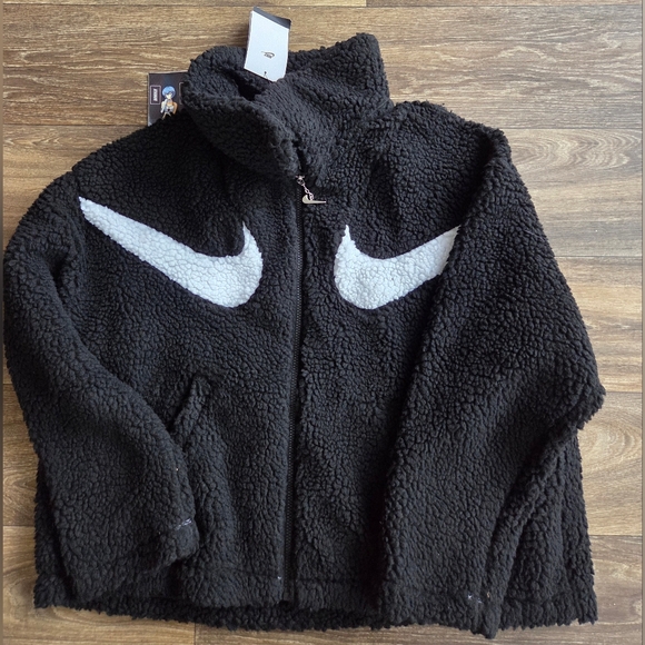 Nike Sportswear NSW Swoosh Sherpa Fleece Zip Jacket Womens Medium - Picture 1 of 10